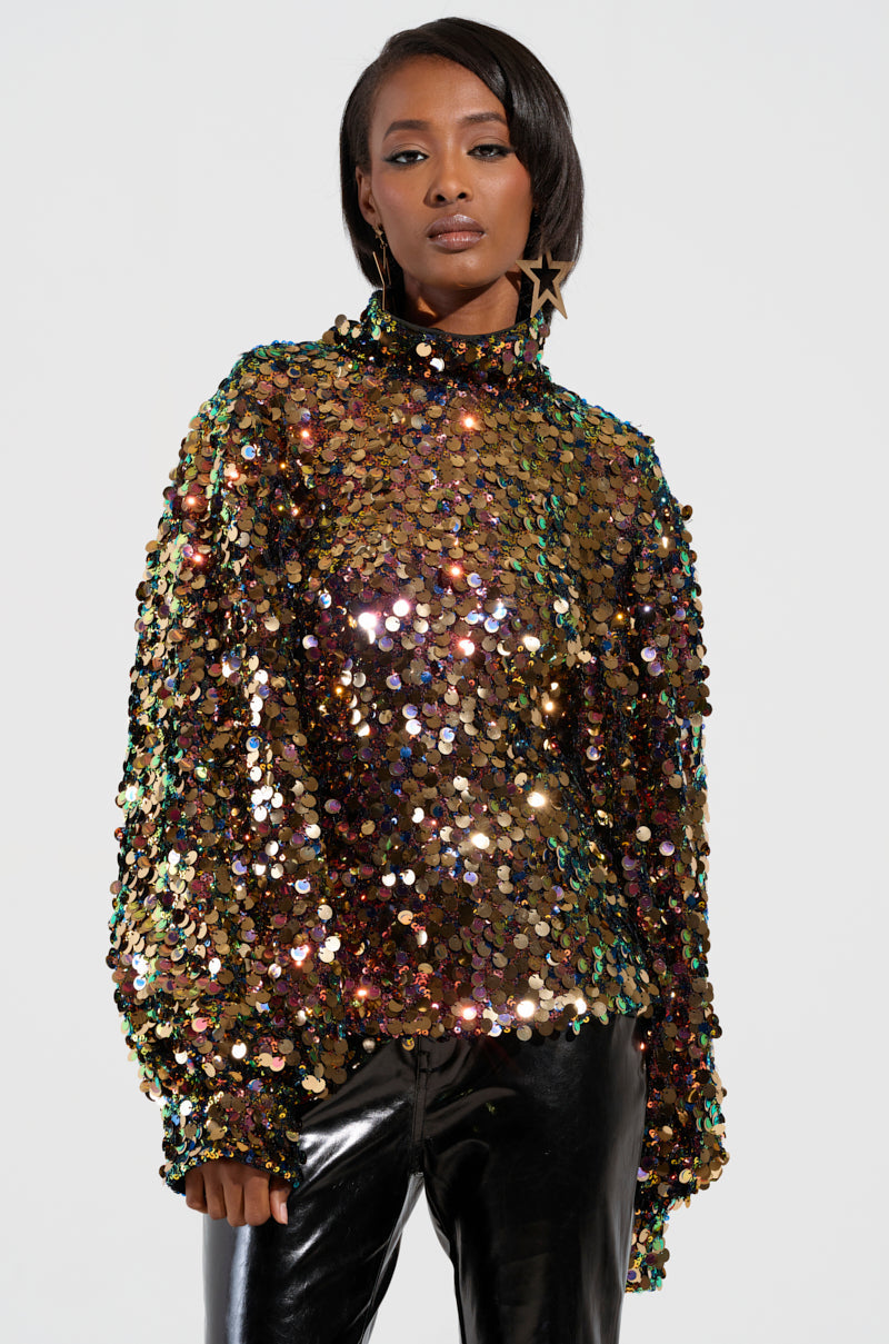 PARTY STARTER SEQUIN LONG SLEEVE BLOUSE