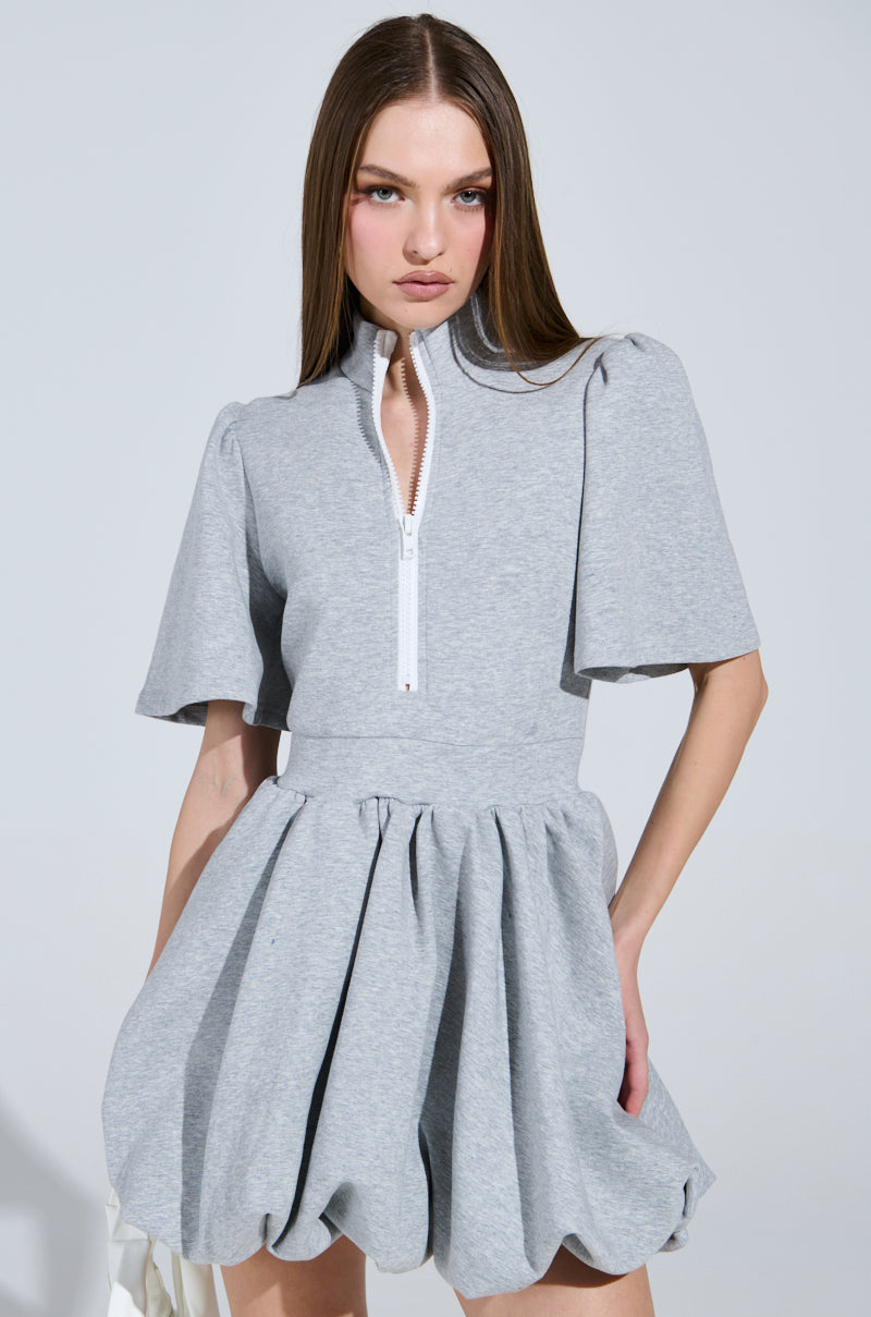 NAME OF THE GAME SHORT SLEEVE ZIPPERED MINI DRESS