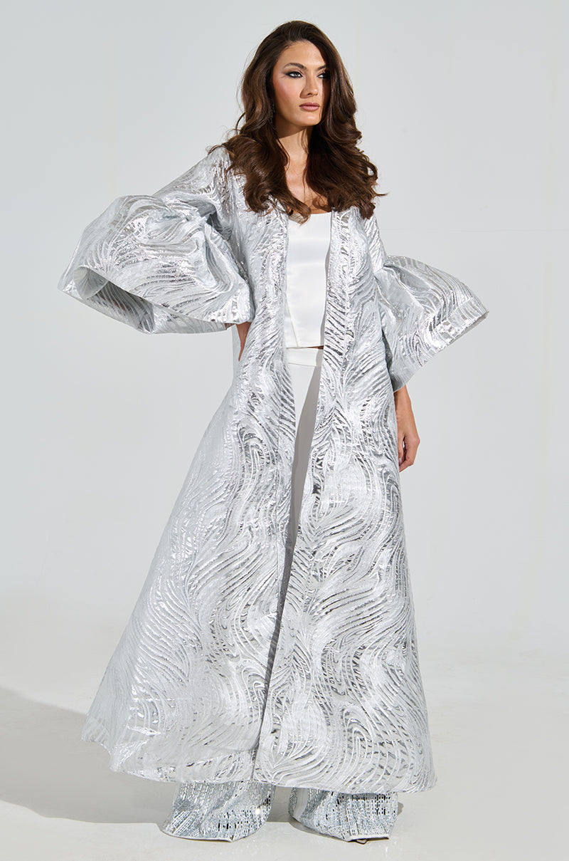 MALDIVES BROCADE PUFF SLEEVE DUSTER