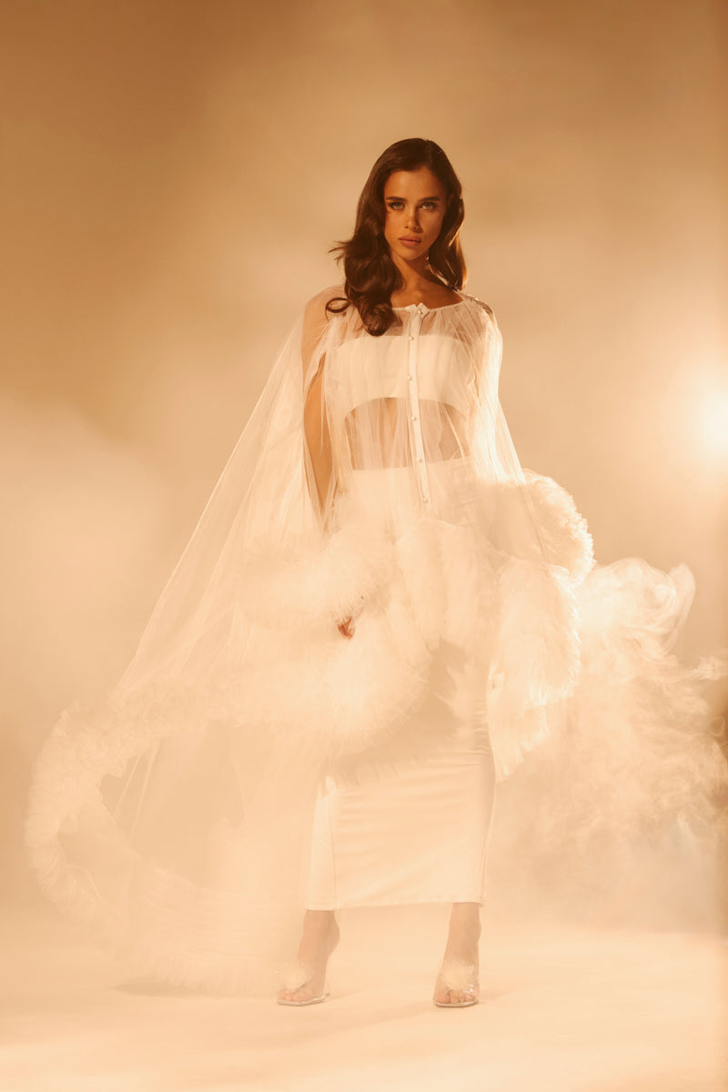 PIPER SOFT TULLE BLOUSE IN WHITE