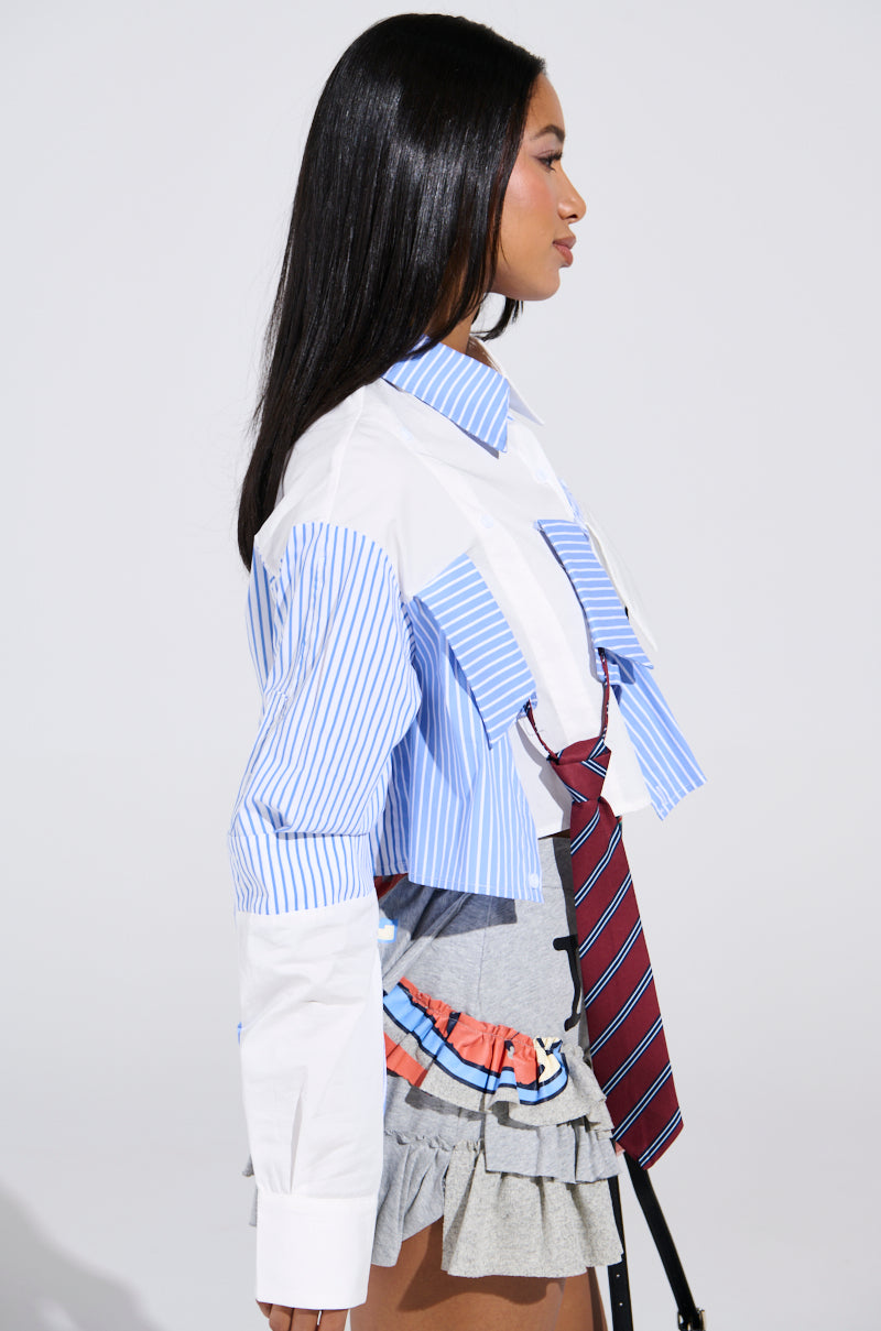 CASUAL FRIDAY CROPPED BUTTON UP SHIRT