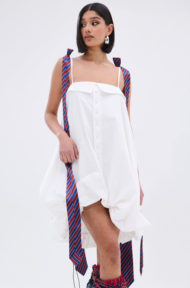 OFFICE SIREN POPLIN MINI DRESS