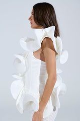 CASCADING RUFFLE BLOUSE