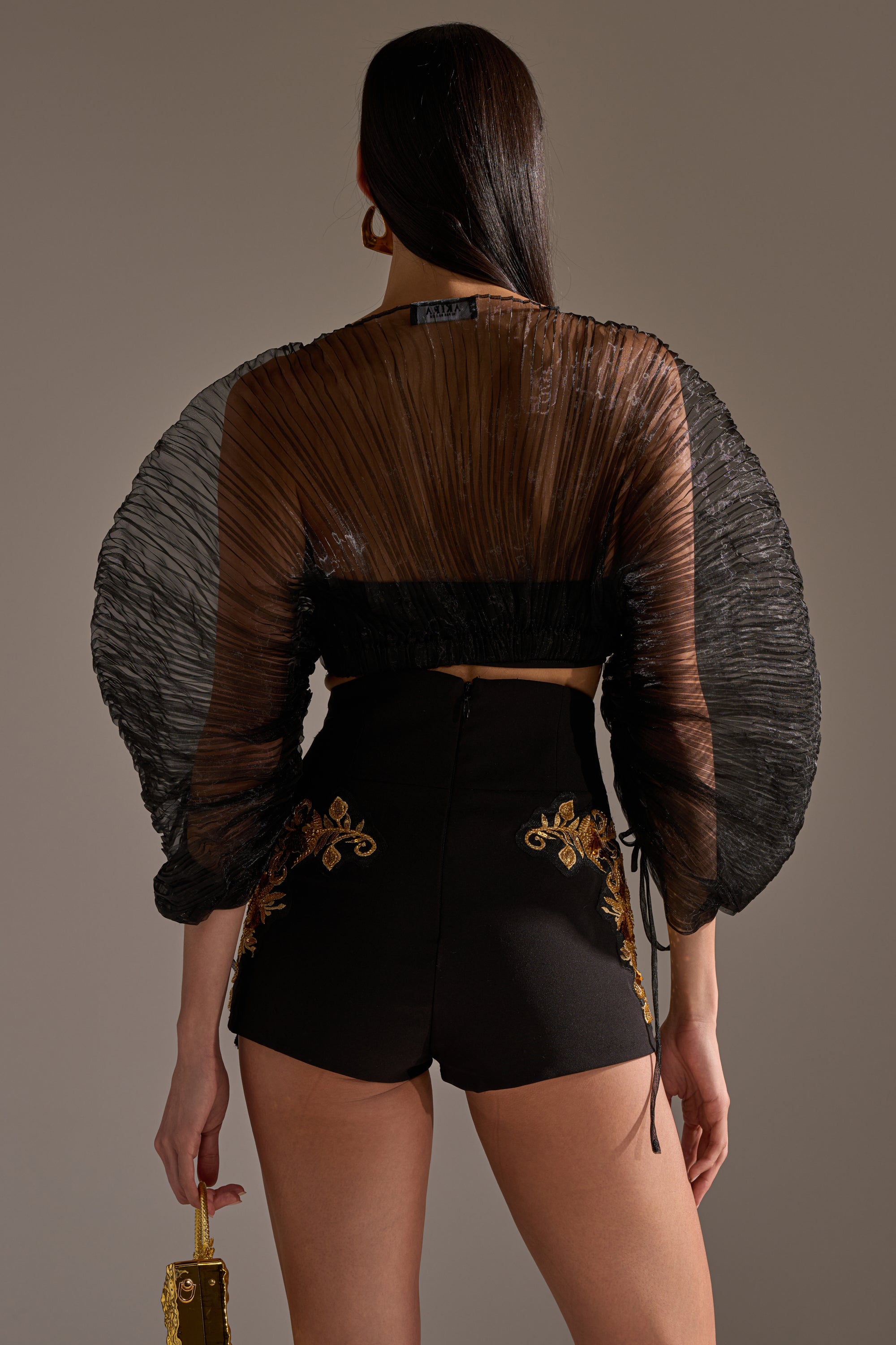 FORTUNES FAVORITE SHEER LONG SLEEVE CROP TOP