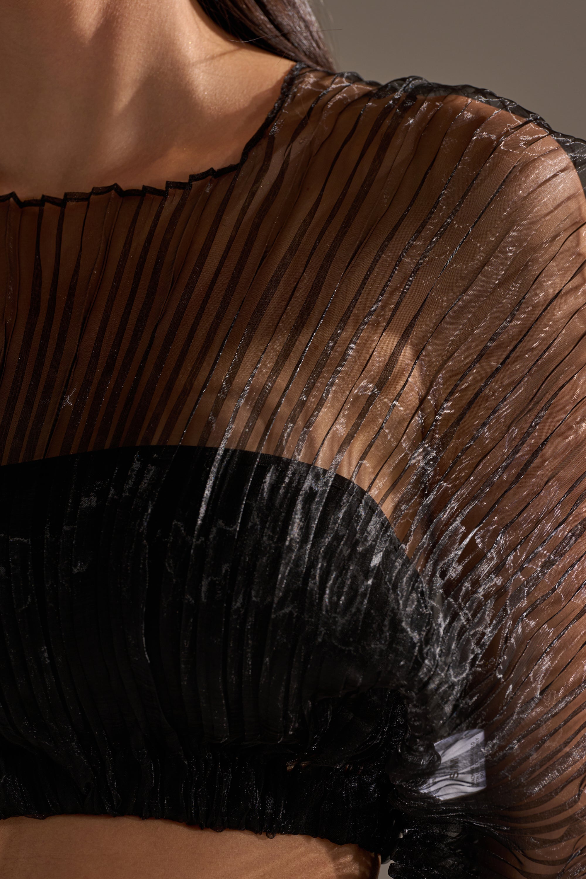 FORTUNES FAVORITE SHEER LONG SLEEVE CROP TOP