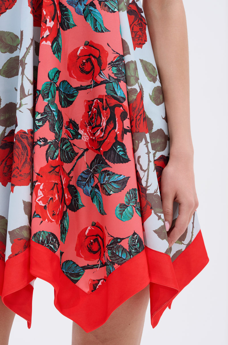 ON VACAY PRINTED SATIN MINI DRESS