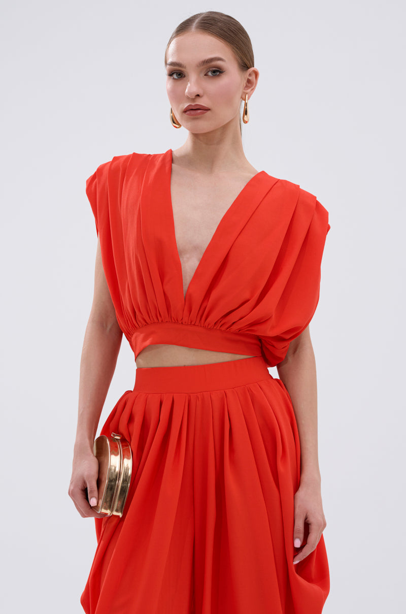 READY TO DANCE SLINKY BLOUSE IN ORANGE