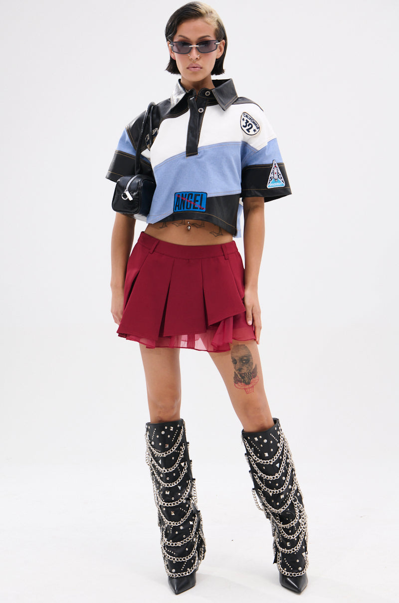 GUESS WHAT STRIPE COLLARED BLOUSE