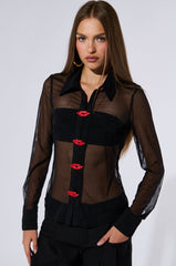 SEALED LIPS BUTTON DOWN BLOUSE