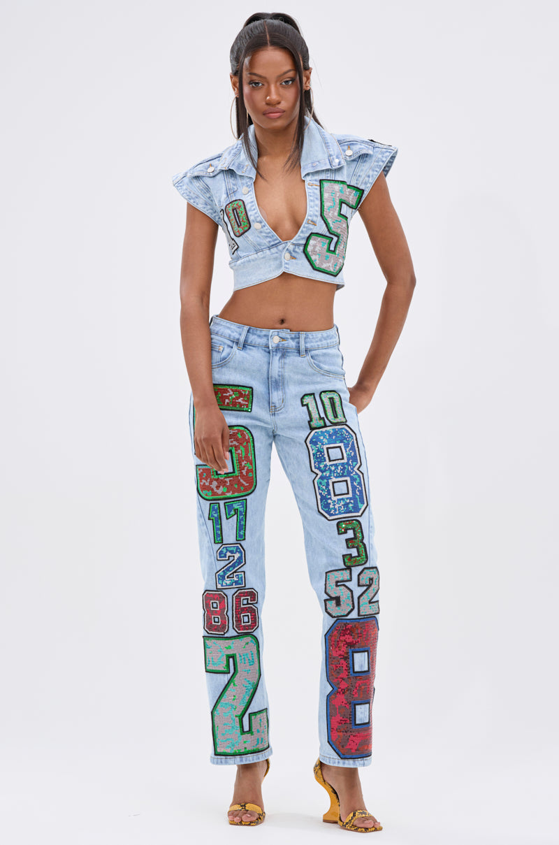 CHAMPION GRAPHIC DENIM BLOUSE