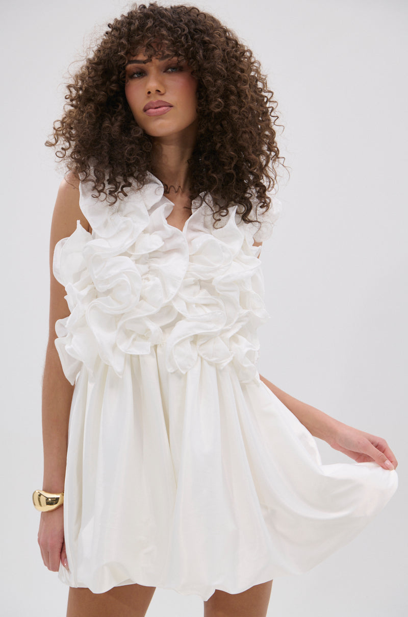 BORN TO STAND OUT RUFFLE MINI DRESS