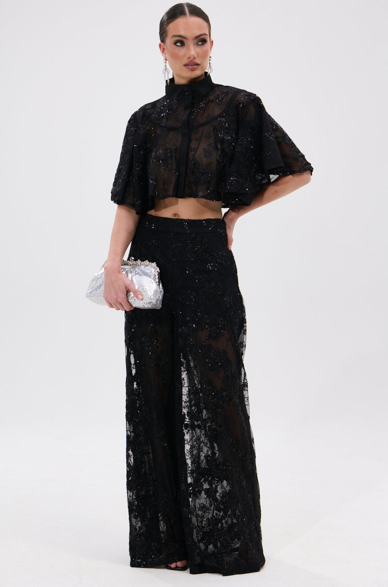 QUEEN B LACE BUTTON DOWN