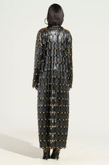 THE SNEAK PEEK STUDDED PU LONG CARDIGAN IN BLACK