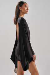 DIANA DRAPED MINI DRESS IN BLACK