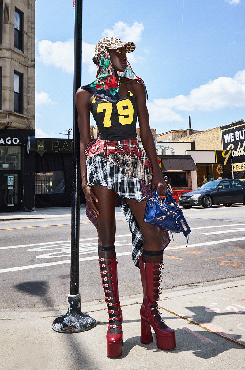 SHAY MULTI PLAID MINI SKIRT