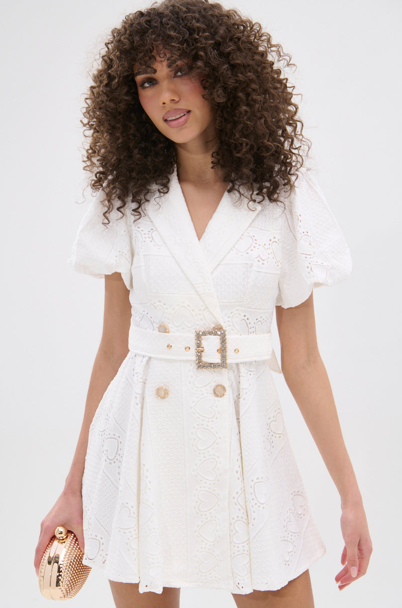 TRUE DELIGHT BELTED MINI DRESS