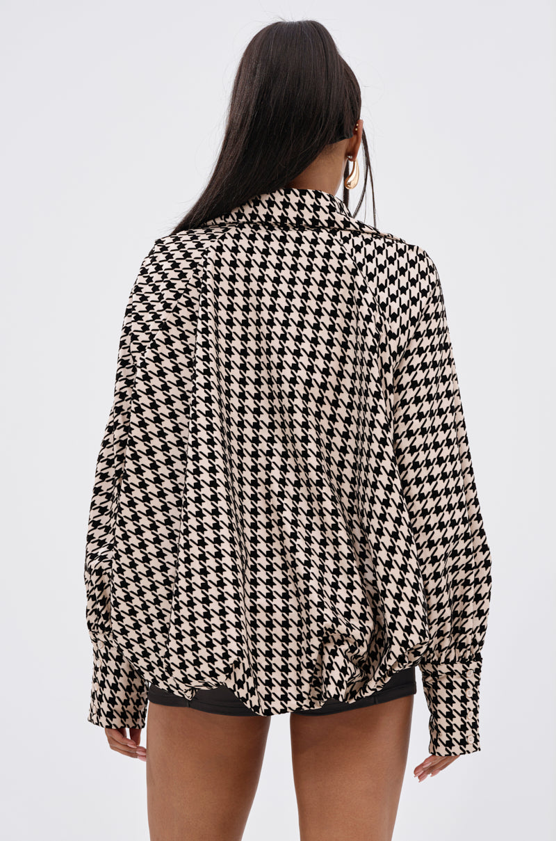 I KNOW WHAT I WANT HOUNDSTOOTH BLOUSE TOP