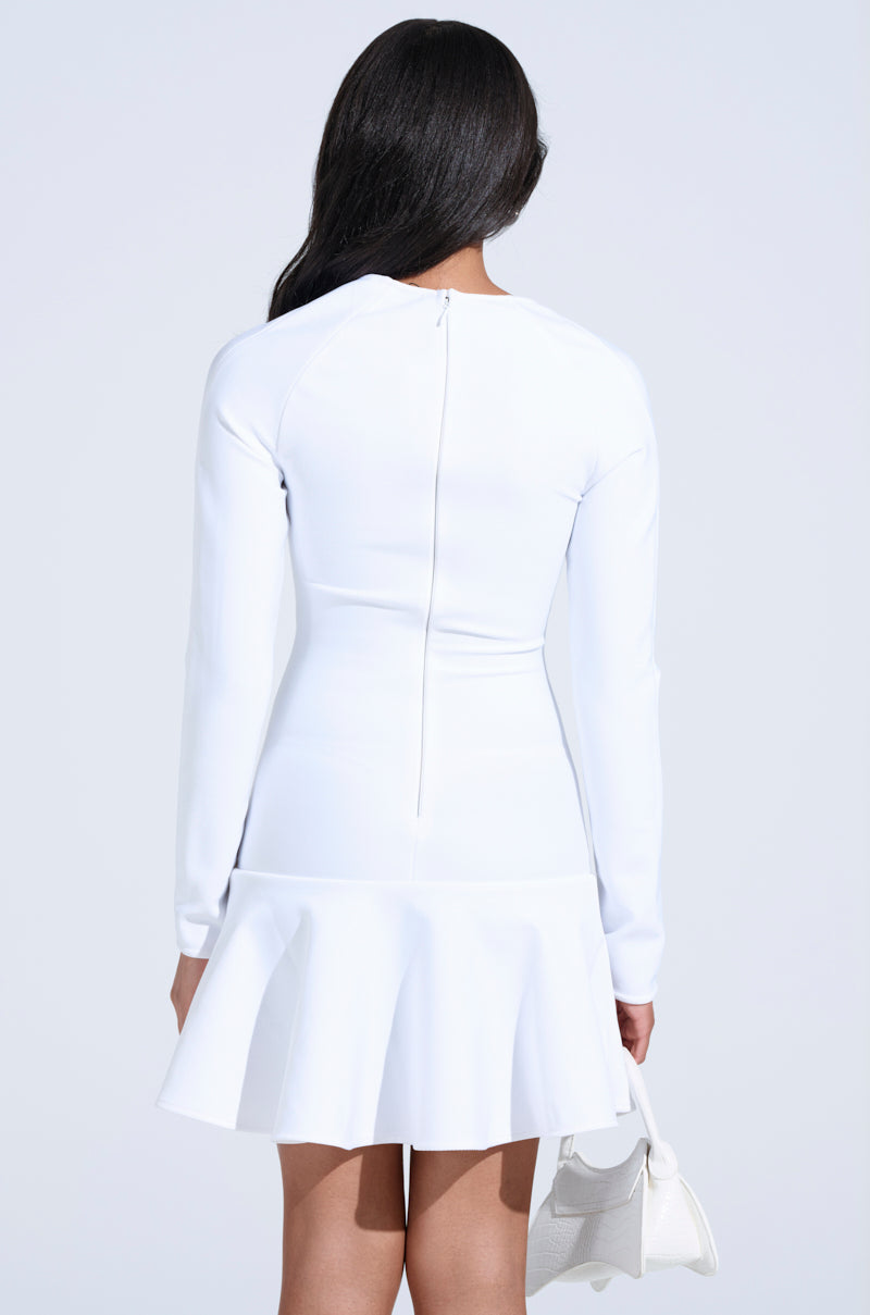 HIGHLY FAVORED BANDAGE MINI DRESS IN WHITE
