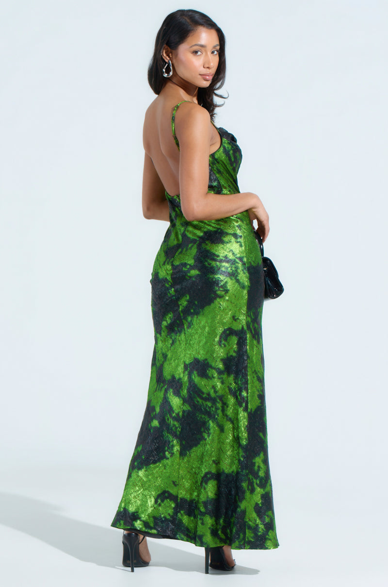 LENNON PRINTED METALLIC MAXI DRESS