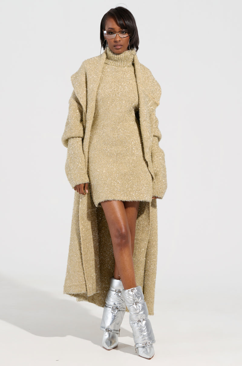 FELT A SPARK KNIT GLITTER MINI DRESS