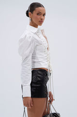 DAKOTA LACEUP BUTTON DOWN BLOUSE