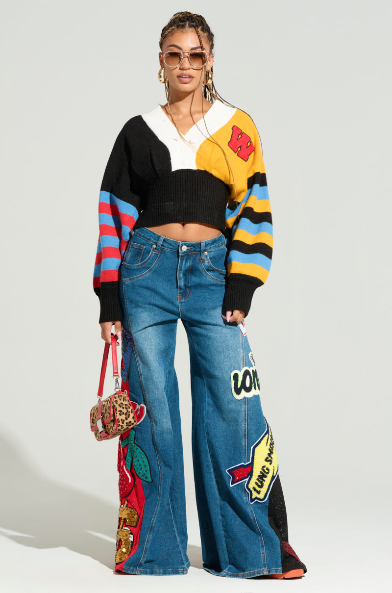 NOT SORRY PATCHWORK DENIM JEANS