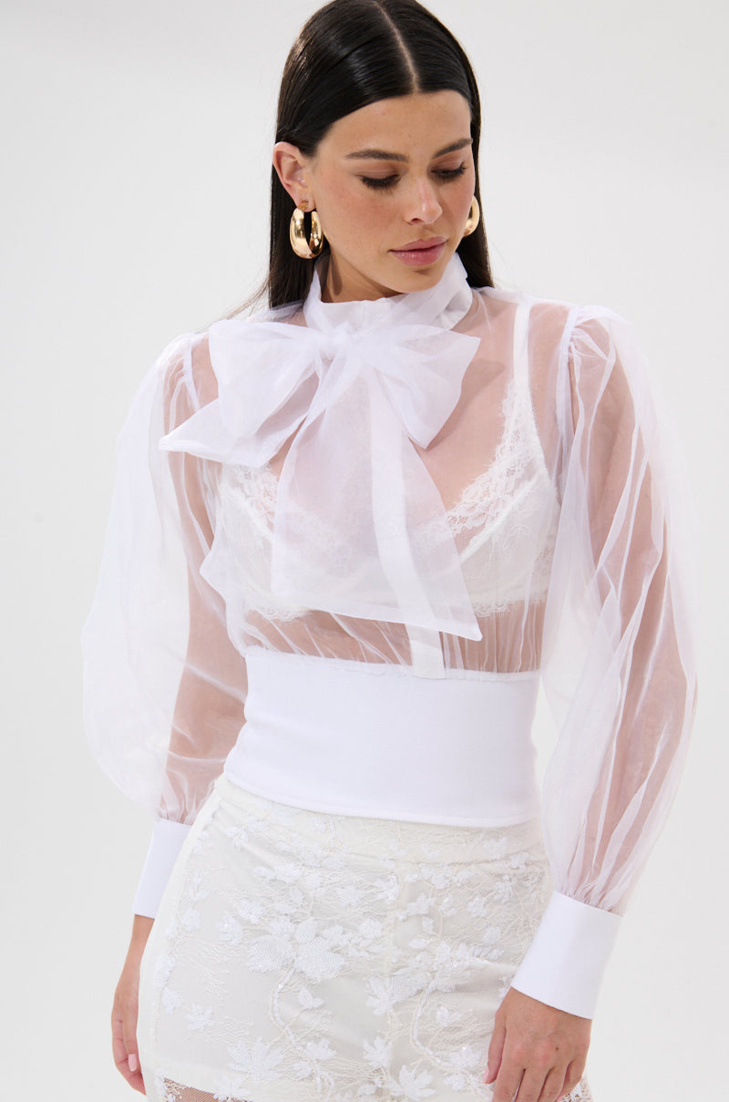 DANCE AND SHAKE BLOUSE WITH BOW IN WHITE