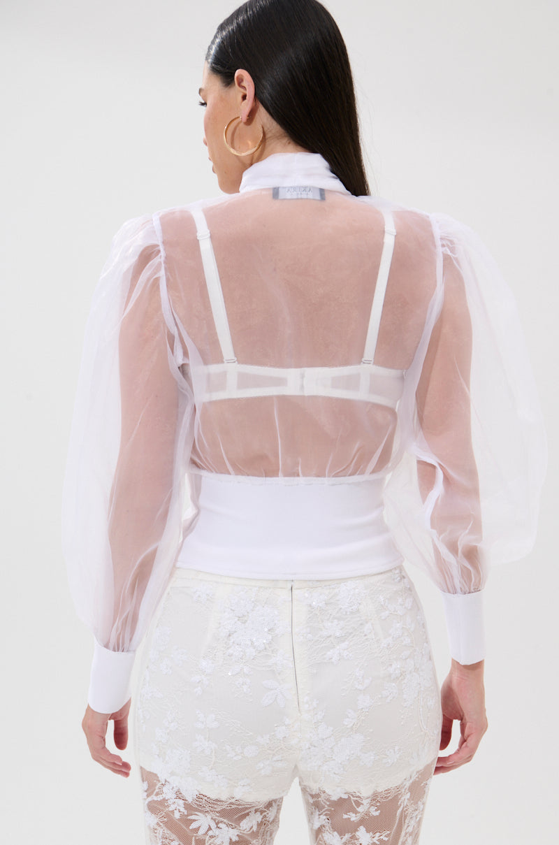 DANCE AND SHAKE BLOUSE WITH BOW IN WHITE