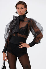 DANCE AND SHAKE BLOUSE WITH BOW IN BLACK