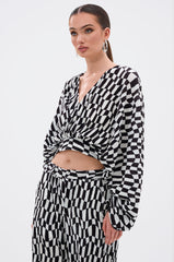 BARI CHECKERED BLOUSE