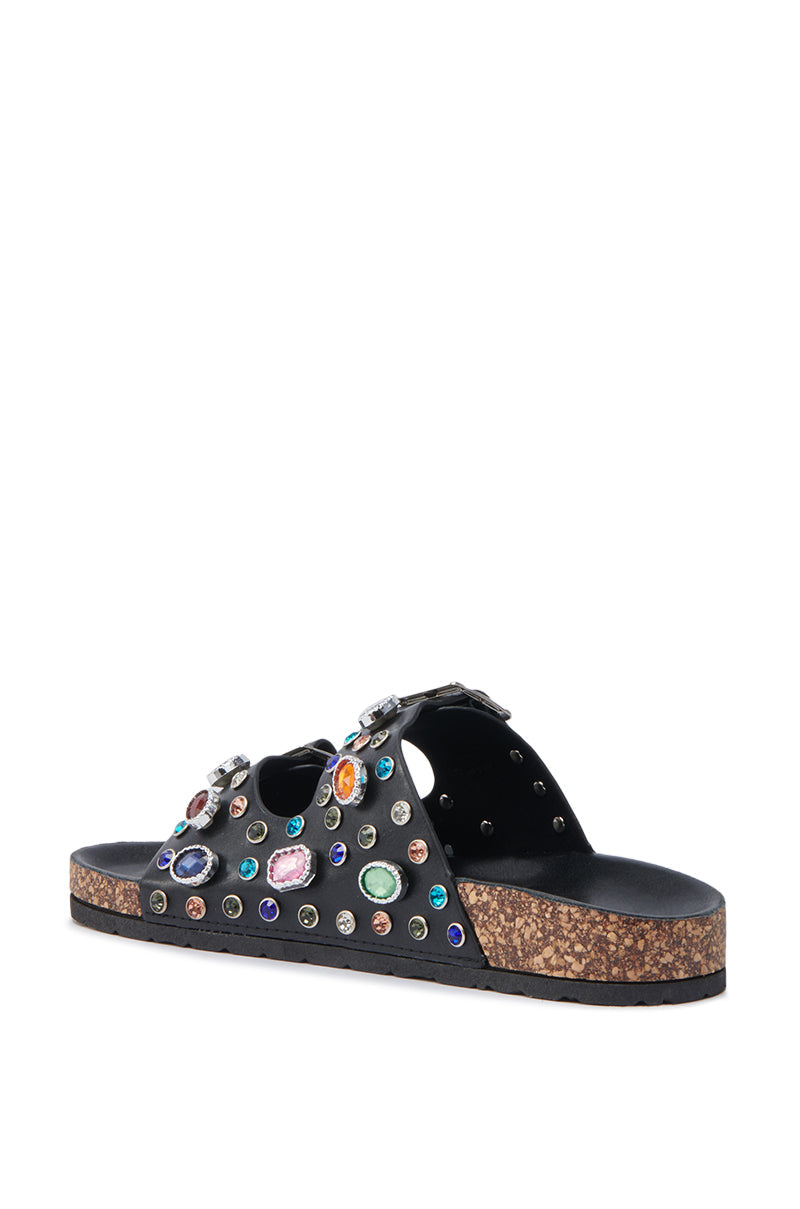 AKIRA BAYLEAVES SLIP ON BLACK SANDAL