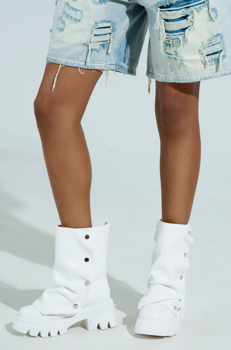 AZALEA WANG BHARTI WHITE SNAP BOOTIE