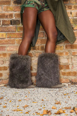 AZALEA WANG BRIASH OLIVE WEDGE FUR BOOTIE