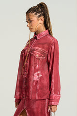 CHERRY LOVER BUTTON DOWN TOP