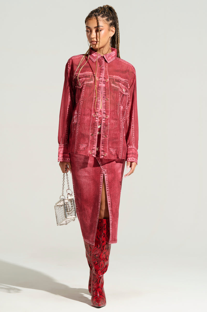 CHERRY LOVER BUTTON DOWN TOP