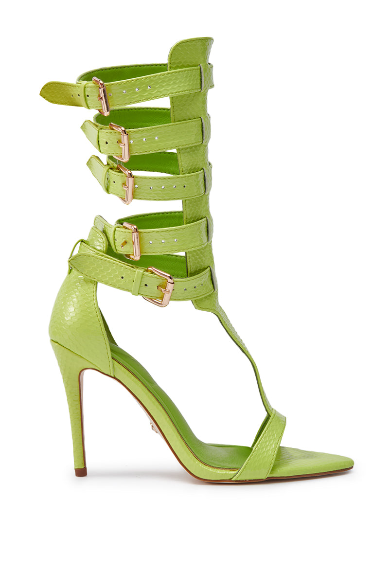 AZALEA WANG CHERELL LIME GLADIATOR SANDAL STILETTO