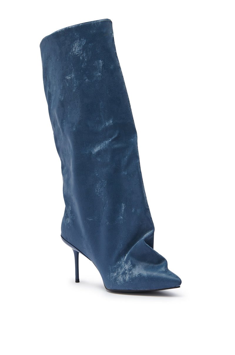 AZALEA WANG COUTURE CRAZY BLUE LUXE SHINE LOOK BOOT