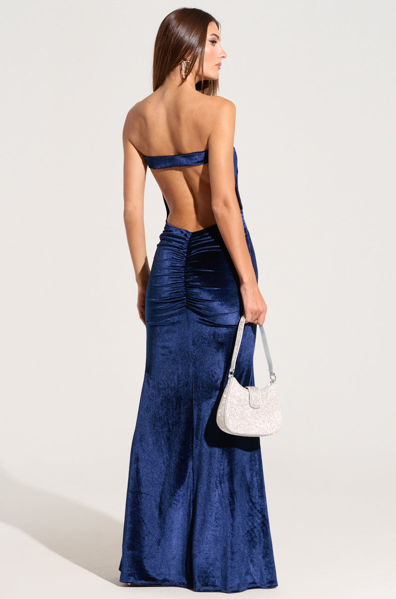 LOST YOUR CHANCE NAVY VELVET MAXI DRESS