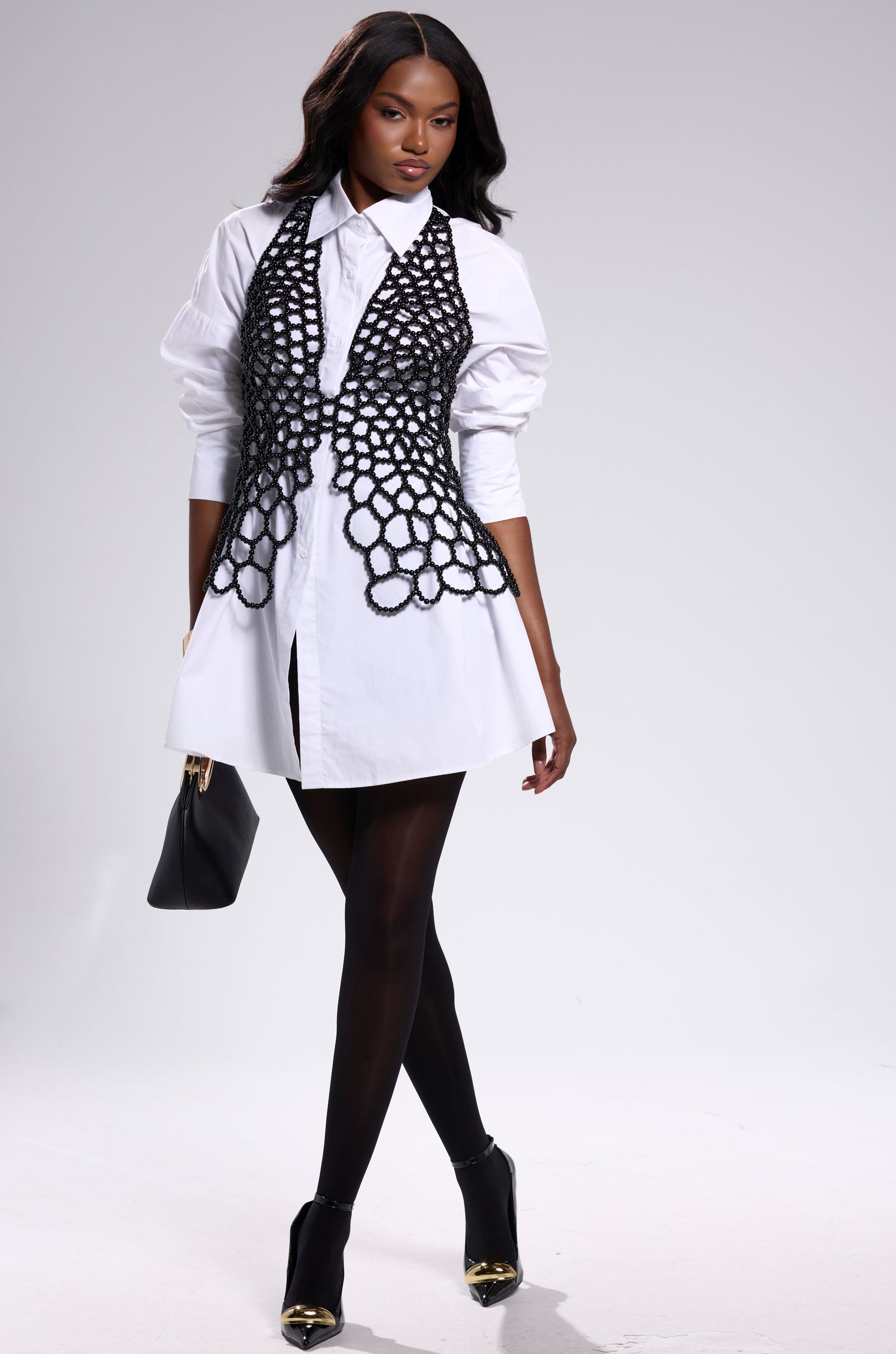 GETTIN HOT IN HERE BEADED TOP IN BLACK