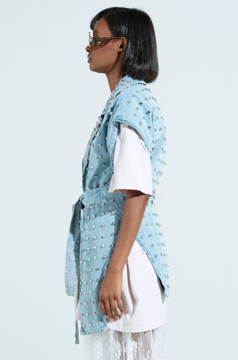 PRESLEY EMBELLISHED DENIM VEST