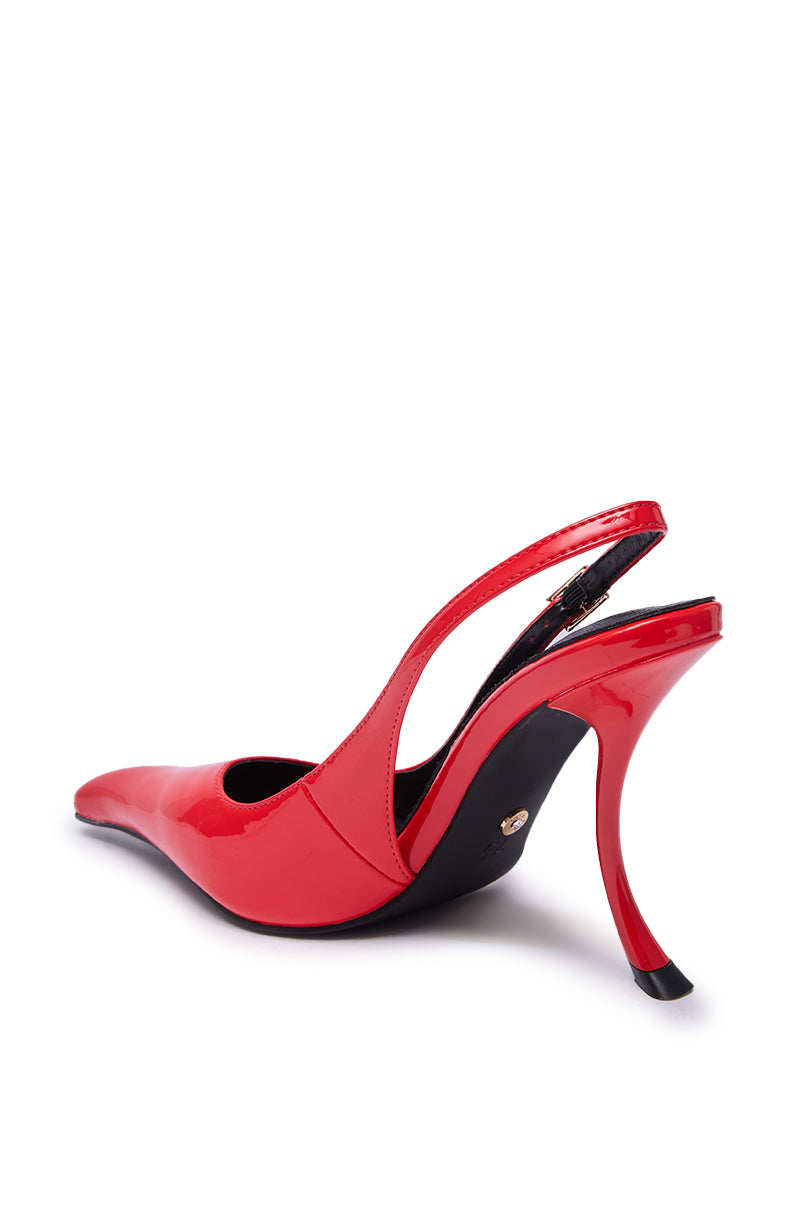 AZALEA WANG EMANUELA RED SHARP TOE SLING BACK PUMP