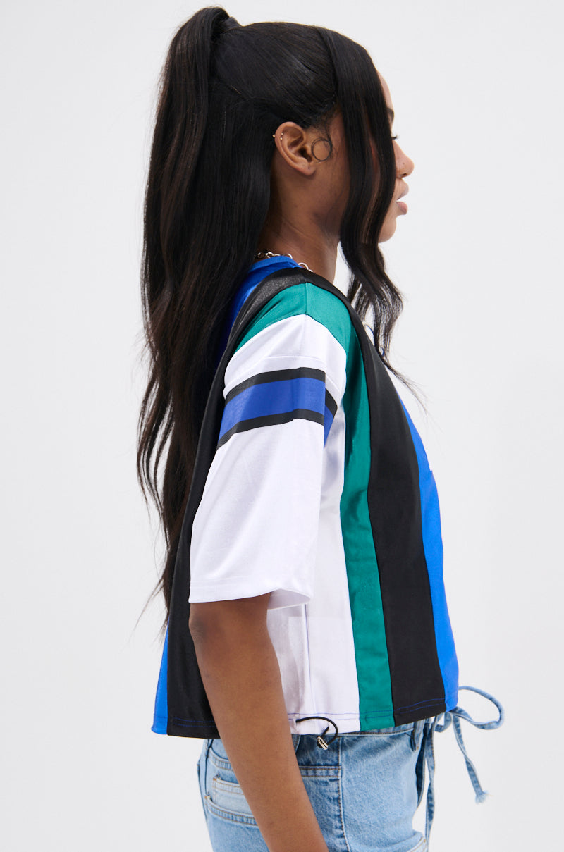 WHAT YOU WORKIN' WITH PATCHWORK JERSEY TOP