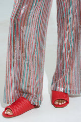 AKIRA GAIA RED BRAIDED FLAT SLIP ON SANDAL