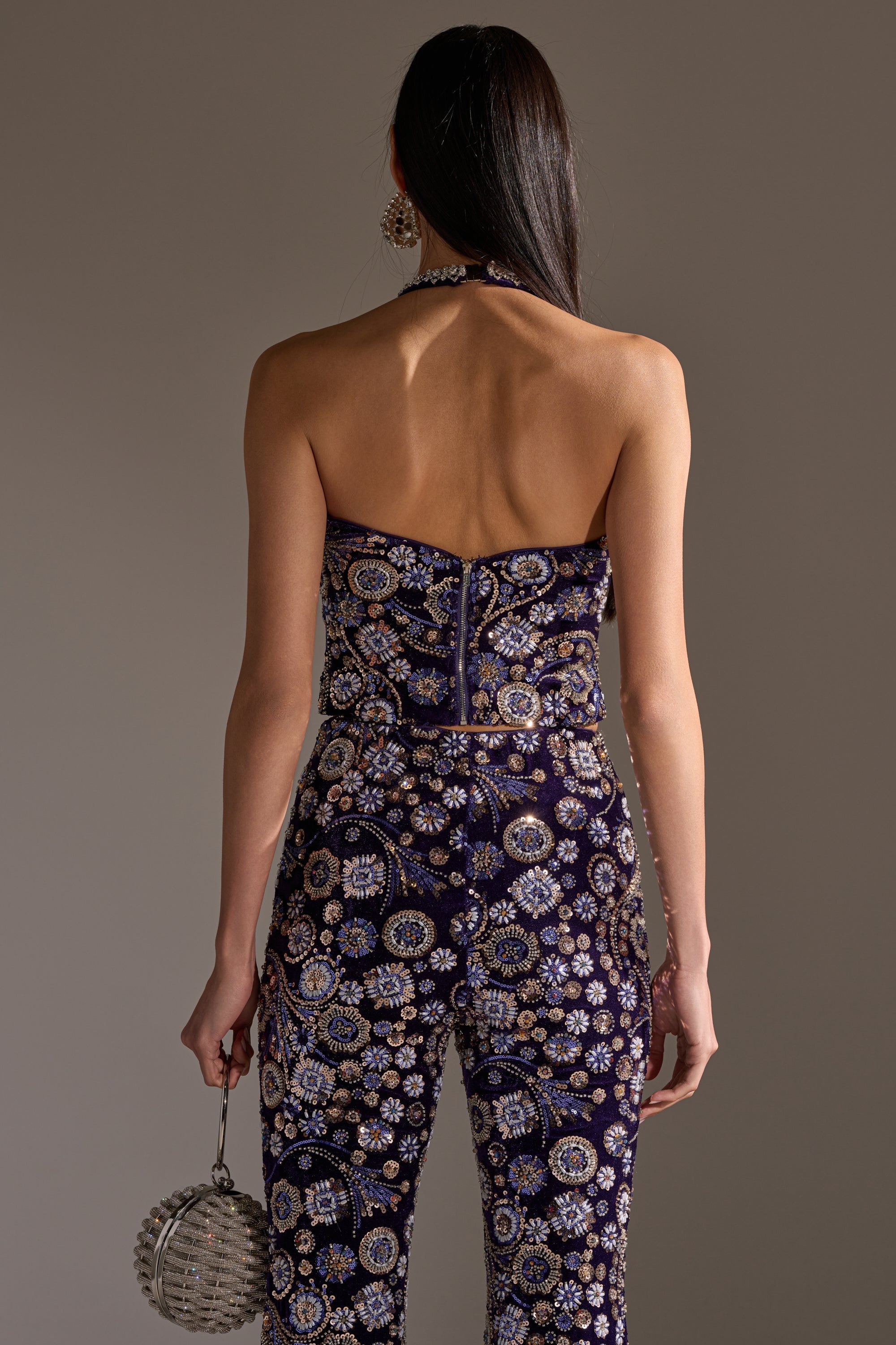 QUEEN OF EVERYTHING RHINESTONE HALTER BLOUSE