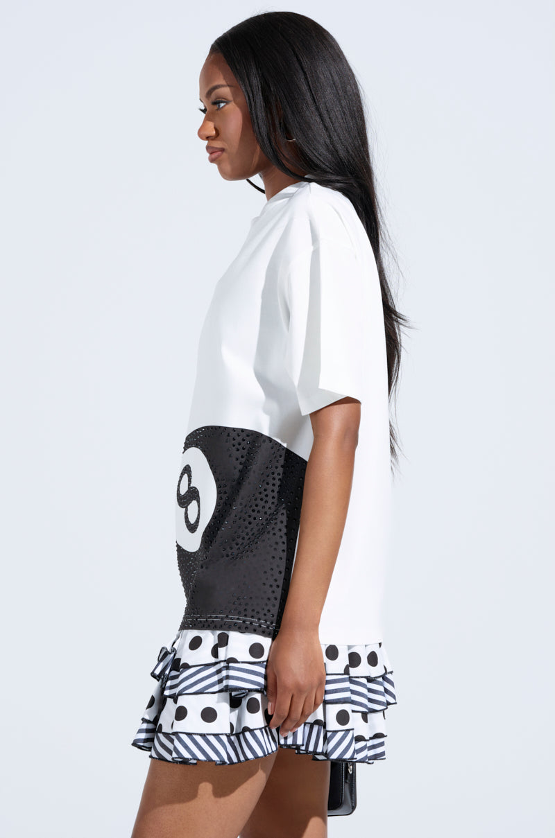 8BALL RHINESTONE OVERSIZED TEE