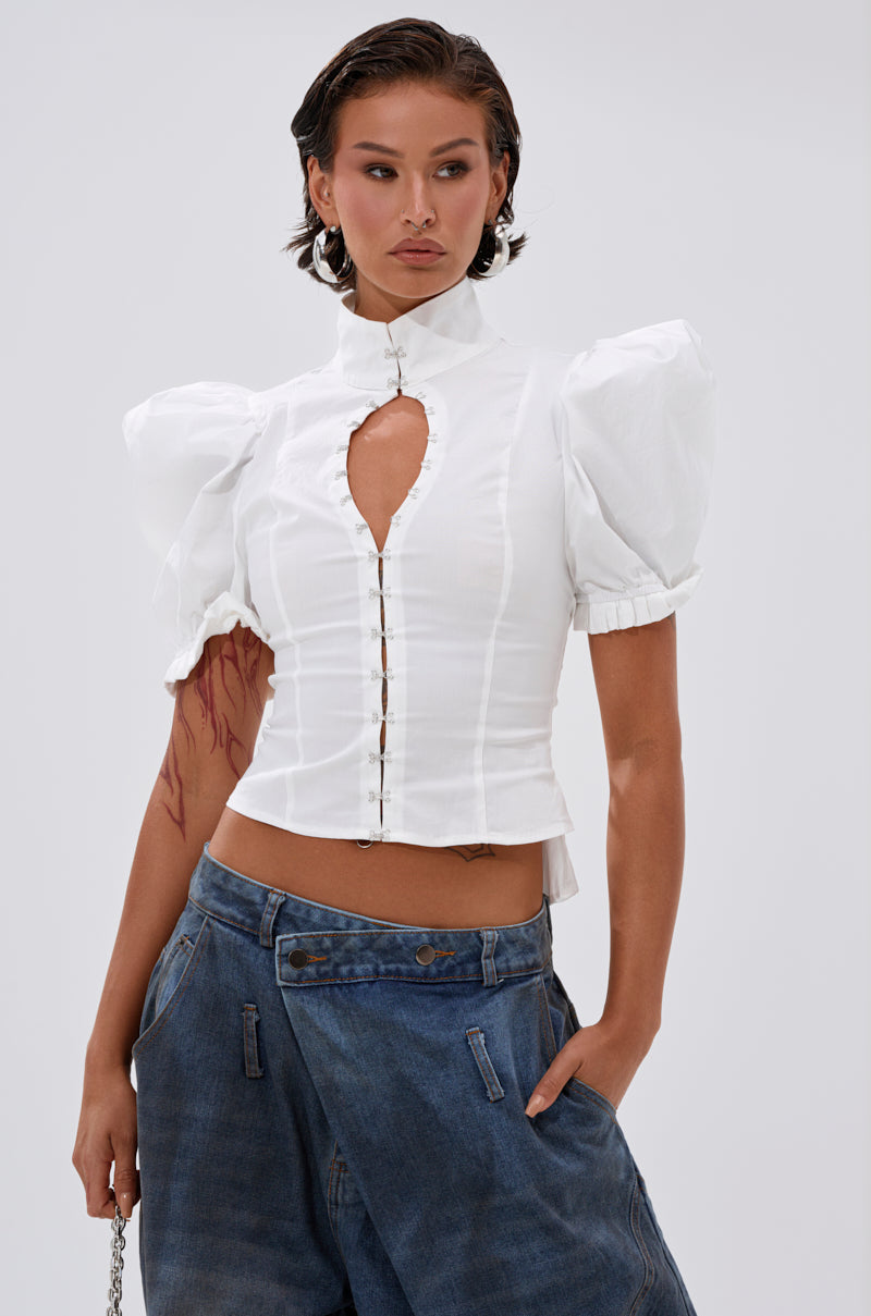 TOO COOL FOR YOU LACEUP BLOUSE