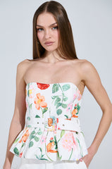 IRIS FLORAL PEPLUM BLOUSE