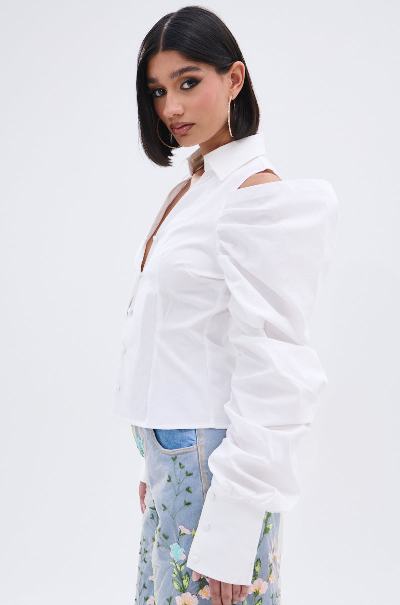 CRAZY IN LOVE BUTTON DOWN BLOUSE