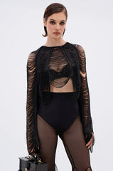 LUCY FRINGE LONG SLEEVE BLOUSE