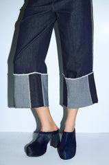 AZALEA WANG GOLDING NAVY PONY HAIR CHUNKY PUMP